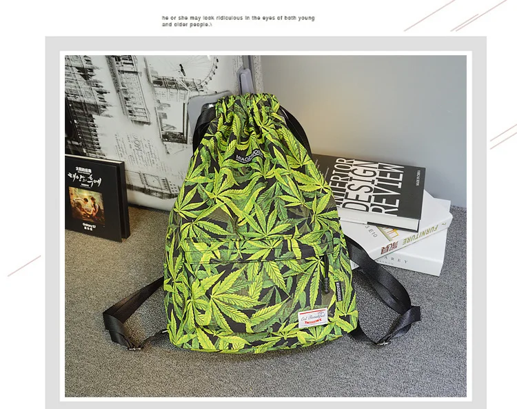 ZYJ Female Waterproof Floral Drawstring Backpacks Sport Fitness Casual Belt Flower Shoulder Travel School Backpack Bag Daypack (4)