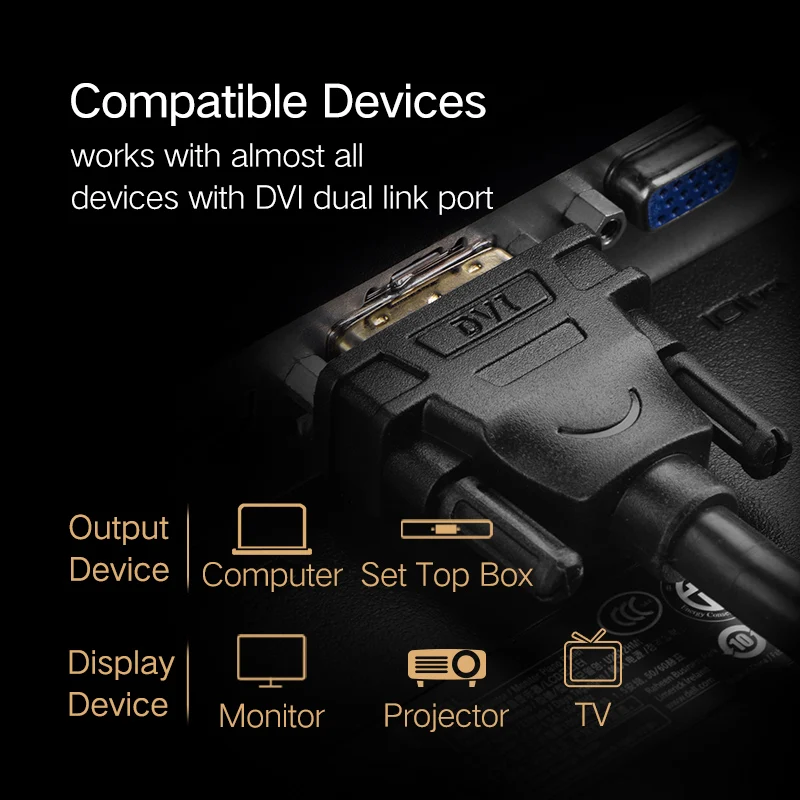 Ugreen DVI كابل DVI الذكور إلى DVI DVI-D 24 + 1 الذكور الذهب مطلي ذكر لذكر 1 M 2 m 3 m 5 M ل العارض رصد وصلة مزدوجة كابل