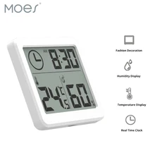 Hygrometer Automatic Electronic Temperature Humidity Monitor Clock 3.2inch Large LCD Screen Multifunction Thermometer