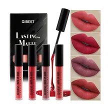 4 шт. блеск для губ Макияж набор Матовая жидкость цвета "нюд" тинт для губ стойкий водоотталкивающий увлажнитель блеск для губ Косметика Maquiagem