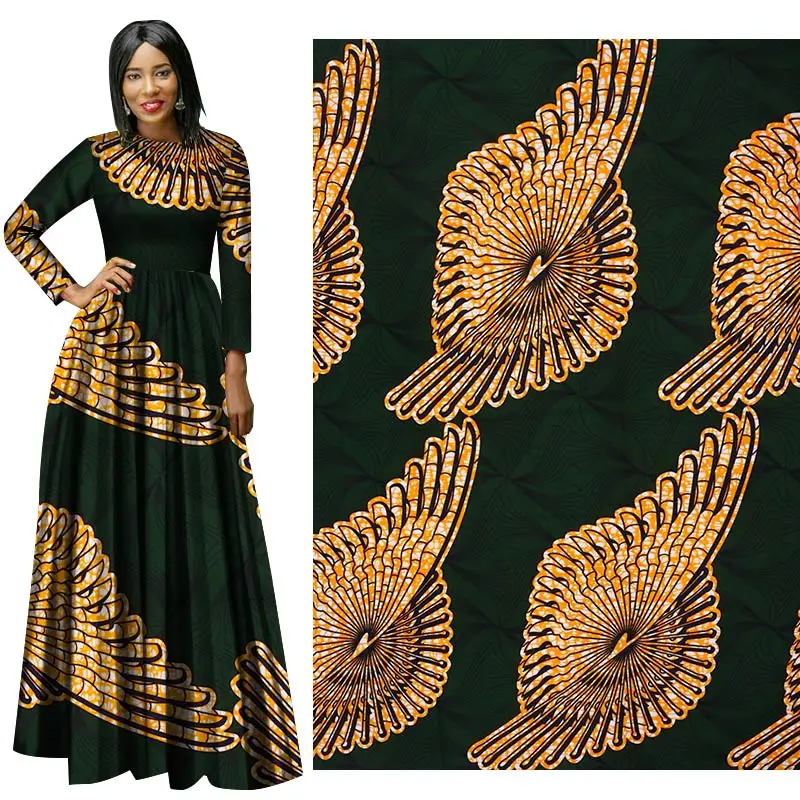 Me-dusa Последние темно-зеленые Африканские печатные восковые ткани хлопок Hollandais воск DIY платье костюм Ткань 6 ярдов/шт Высокое качество