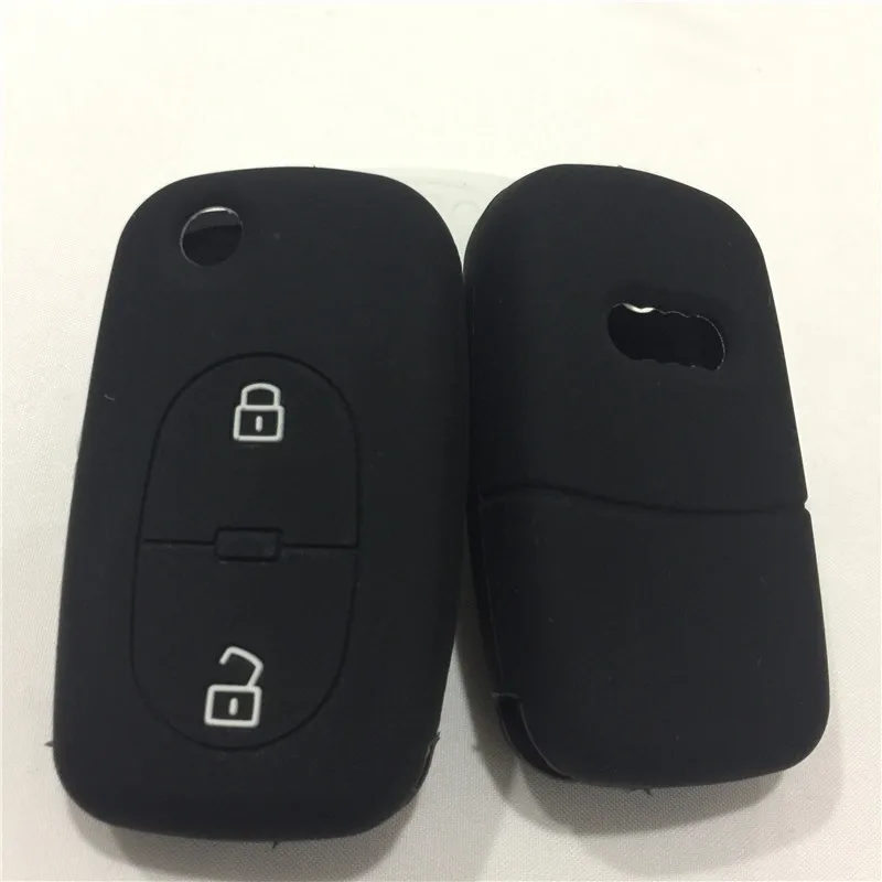 Силиконовый резиновый автомобильный чехол для брелка с ключом Набор для Audi A2 A3 A4 A6 A8 TT 2 3 кнопки старый Флип складной дистанционный ключ - Название цвета: 2 button black