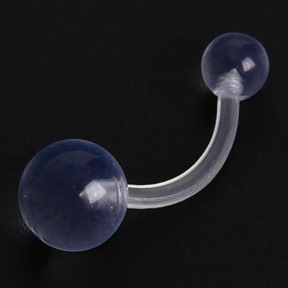 2Pcs/lot Clear Acrylic Ball Punk Bar Lip Ring Silicone Eyebrow Piercing industrial Piercings Labret Piercing Tragus Piercing 