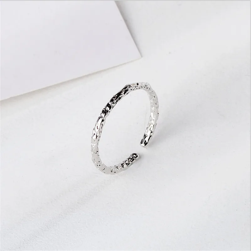 Anel Masculino Anel Sliver Color Irregular Concave convex Aluminum Foil