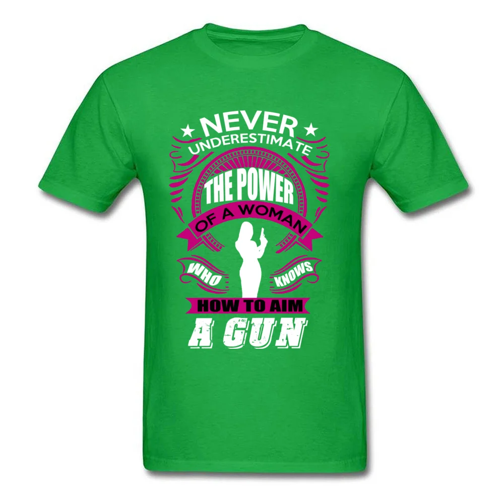 Casual A WOMAN WITH GUN Unique Short Sleeve VALENTINE DAY Tops Shirt 2018 Popular O Neck Cotton Fabric T-shirts Men Top T-shirts A WOMAN WITH GUN green