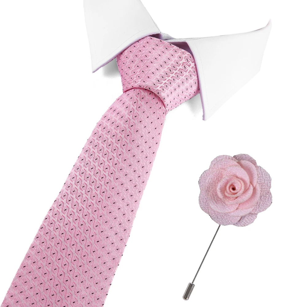 

Tie&Pin Set Men Solid Red Classic Bridegroom Blue Color 7.5cm Slim Neck Wedding Tie Skinny Dot Tie for Men Corbatas