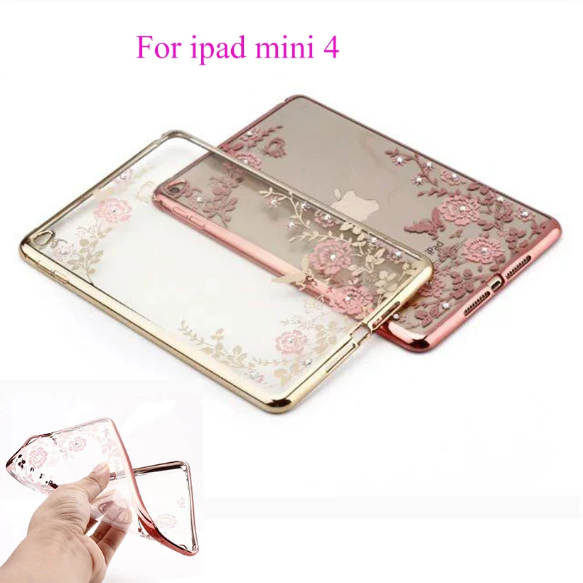 Soft Silicon TPU Case For Apple ipad mini 4 Case Cover Funda Tablet Beautiful Flowers Skin Coque Shield Protective Shell Housing