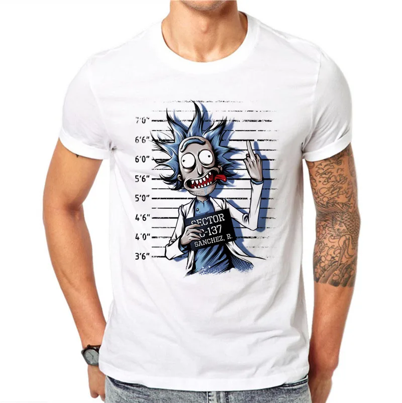 Хлопок, летние новые дизайнерские мужские футболки с узниками, модные мужские футболки с коротким рукавом и принтом Рика и Морти, одежда 4XL