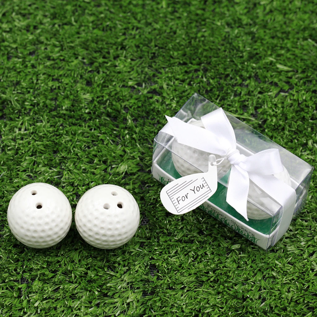 

New Arrivals 1 Pair of Salt and Pepper Shakers Home Kitchen Golf Ball Shape Ceramic Favor Festive & Party Supplies