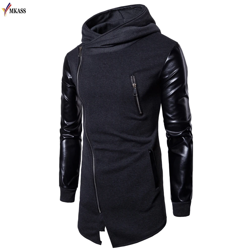 Hot New Design Men Long Hoodies Male Solid Casual Cardigan Sweatshirt Men
