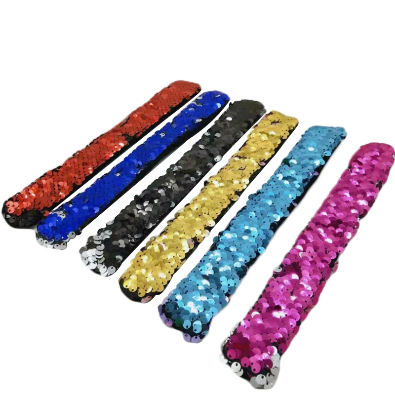 Magic Bracelet Double Color Sequin Slap Bracelet Simple Fashion Magic Trick Kid Party Girl Hair Accessories Wristband Xmas Gift Magic Bracelet Double Color Sequin Slap Bracelet Simple Fashion Magic Trick Kid Party Girl Hair Accessories Wristband Xmas Gift