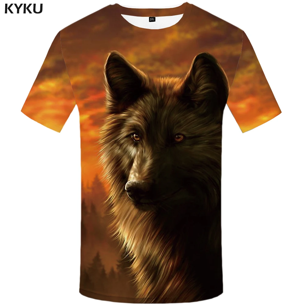Футболка мужская приталенная с изображением джунглей и волка|wolf t shirt|t shirttop men |