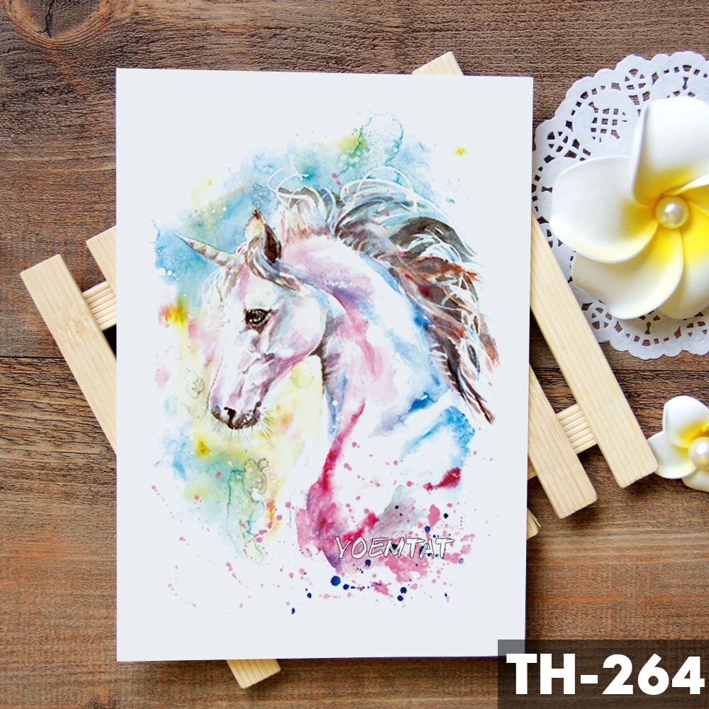 Unicorn Geometric Rose Fox Wolf Waterproof Temporary Tattoo Sticker Swan Elk Animals Flash Tattoos Body Art Fake tatoo
