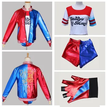 

NEW movie Suicide Squad Harley Quinn female clown cosplay costume clothing halloween anime coat jacket one set uniform XXL