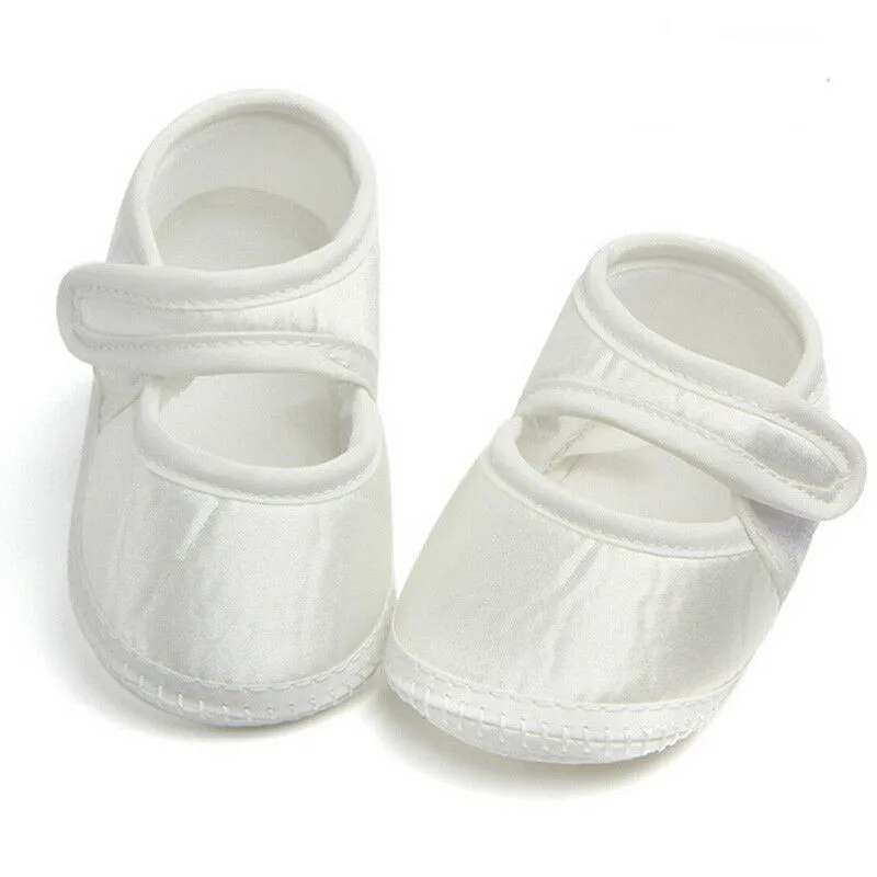 Детская обувь для новорожденных девочек; повседневная белая прогулочная обувь с мягкой подошвой для детей 0-6 месяцев