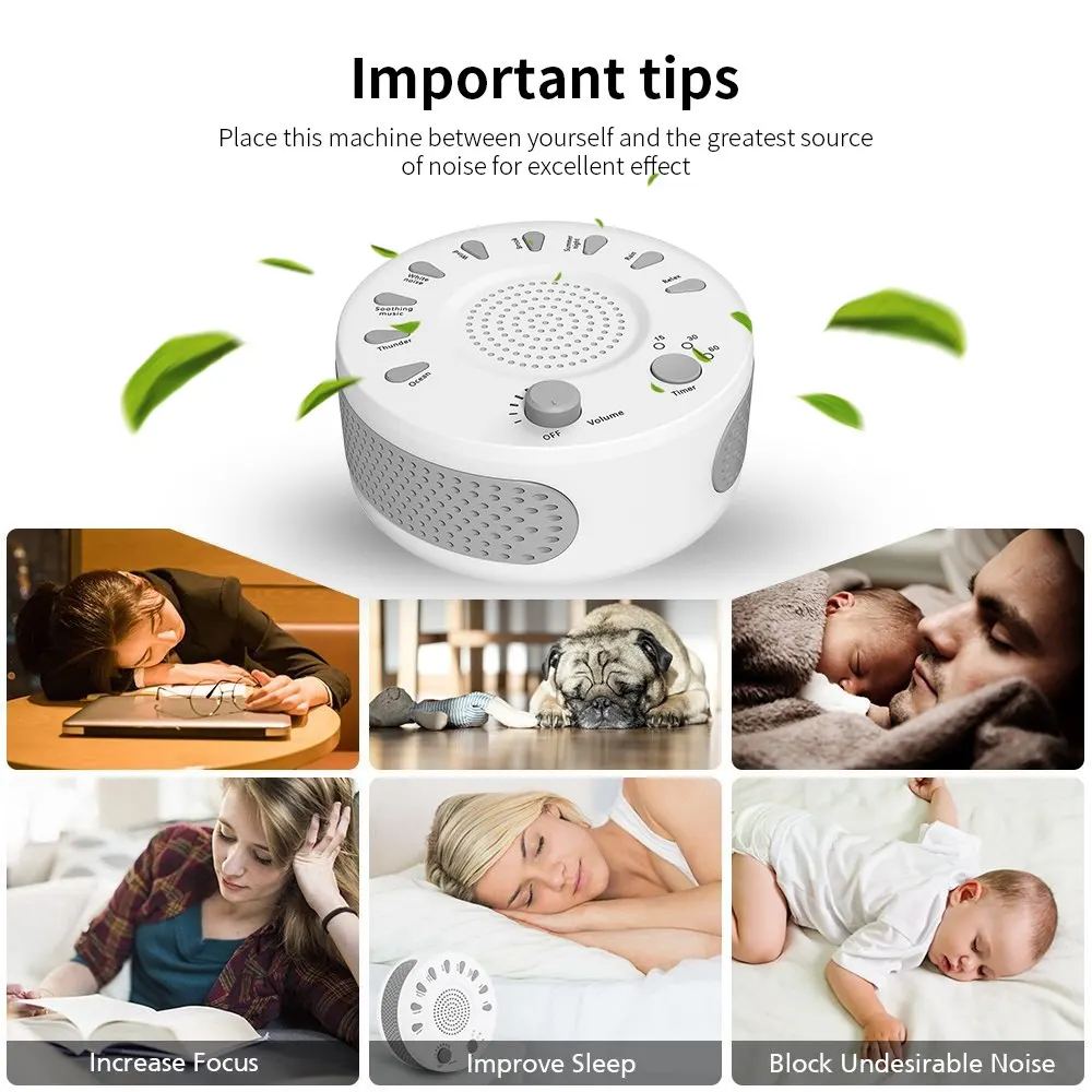 

Baby Sleep Soothers Sound Machine White Noise Record The Voice Sensor Relaxing Auto-off Timer For Home Office Travel