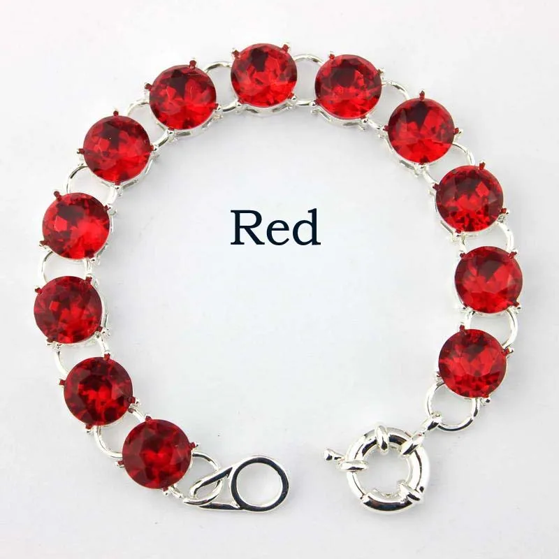 10 цветов на выбор 10*10 мм 12 стекло кристалл точка браслет для женщин модные серебряные массивные браслеты ювелирные изделия - Окраска металла: B1484Silver Red