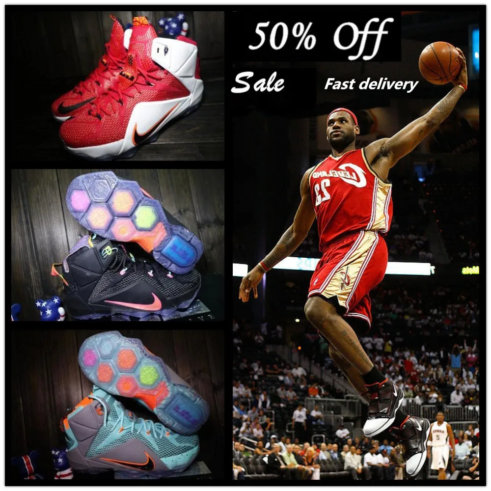 

New Free shipping new 2016 mens lbj 12 xii usa instinct galaxy boots with original box for sale man size US8 8.5 9.5 10 11 12
