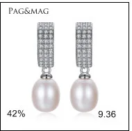 Бренд PAG& MAG, 8-8,5 мм, серьги из натурального пресноводного жемчуга, ювелирные изделия из 925 пробы серебра, серьги-гвоздики с цирконием для женщин
