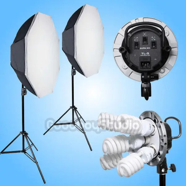 

Godox TL-5 5 Socket 2000W (10X 45W Bulb) Octagon 95cm Softbox Continuous Lighting Kit 220V 230V 240V