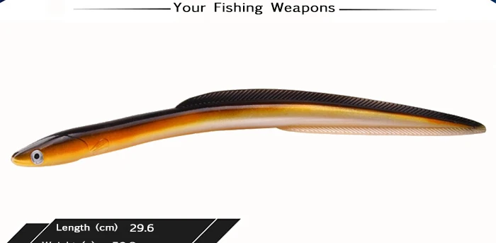 Eel Soft Baits Sea Fishing Lure Big Trout Trolling Lures 29.6cm 59.3g Silicon Rubber Baits Fishing Tackle (2)