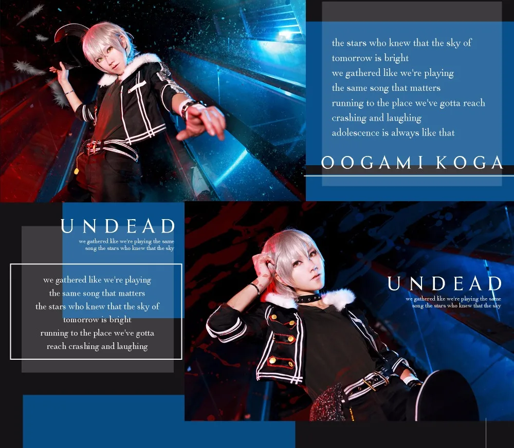 Сценические костюмы звезд cosplayonsen UNDEAD Koga Oogami косплей костюм черный с шапкой