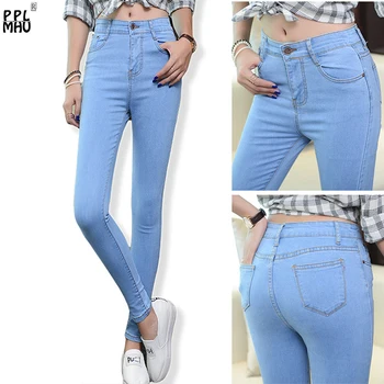

High Waist Women's Skinny Jeans 2018 New Fashion Fitted Denim Trousers Plus Size Vintage Stretch Jeans For Female Casual Pants