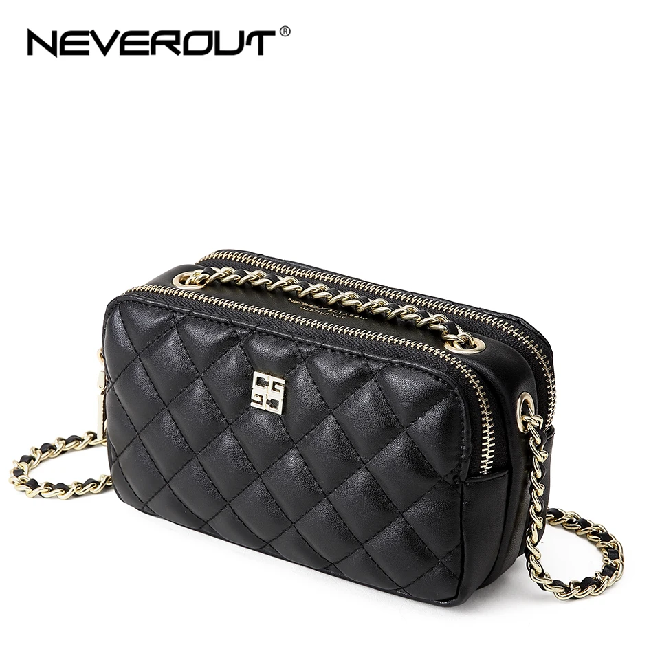 

NEVEROUT Brand Designer Shoulder Bags for Women 2018 Soft Leather Lattice Bag Black Woman Zipper Handbag Crossbody Shoulder Sac