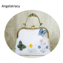 Angelatarch двухсторонняя стерео вышивка сумка с бабочкой цветок поцелуй замок застежка белые сумки винтажные женские сумки-мессенджеры