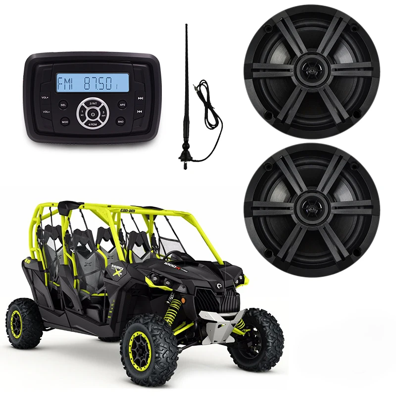 

Marine Waterproof Bluetooth Stereo Audio Radio FM AM MP3 + Marine Boat 6.5" 4-Ohm Waterproof Speakers+ Antenna