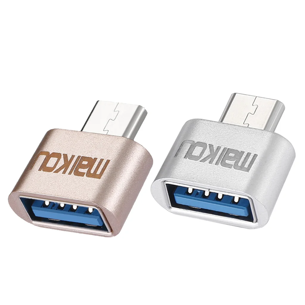 2Packs Portable USB 3.0 to USB Type C Adapter OTG Connector for All Type-C Devices for Smartphones Male-Female OTG Adapter