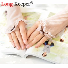 Для женщин УФ-защита длинные Кружево/Твердые Цветной без пальцев Прихватки для мангала 6ocm рука солнцезащитный крем Прихватки для мангала Ice Шелковый Кружево Luva Новинка G71