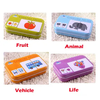 

High quality Baby Early Head Start Training Puzzle Board games Cognitive Cards for Babys Vehicl/Fruit/Animal/Life Puzzle Card
