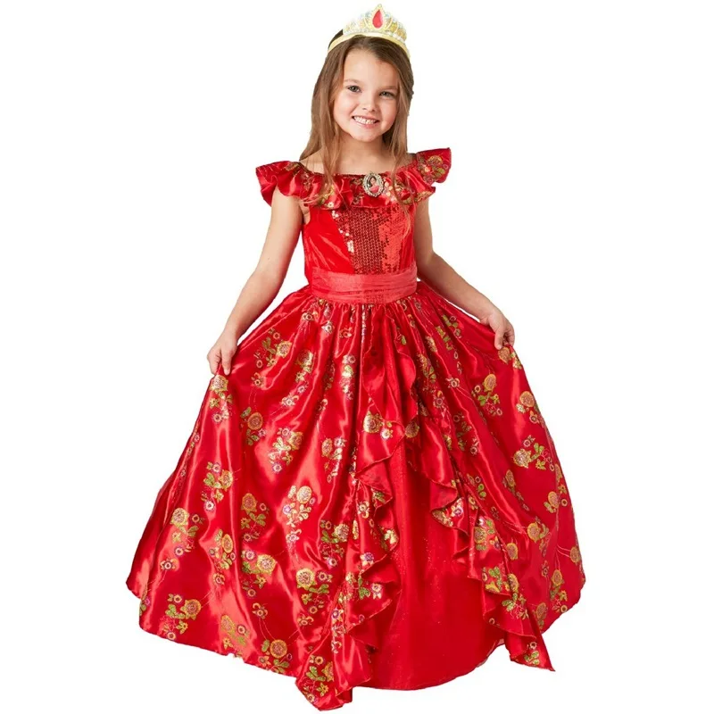 

Deluxe Elena of Avalor Princess Costume Girl Fantasia Elena Princess Cosplay Halloween Fantasia Fancy Dress Up
