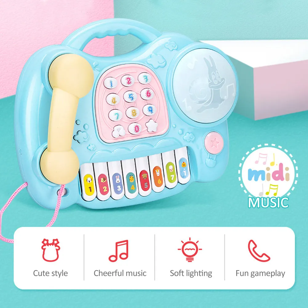 Детская Многофункциональная игрушка для моделирования телефона, Детский Светильник, музыкальные барабаны, головоломка, электронная клавиатура, устройство для раннего обучения