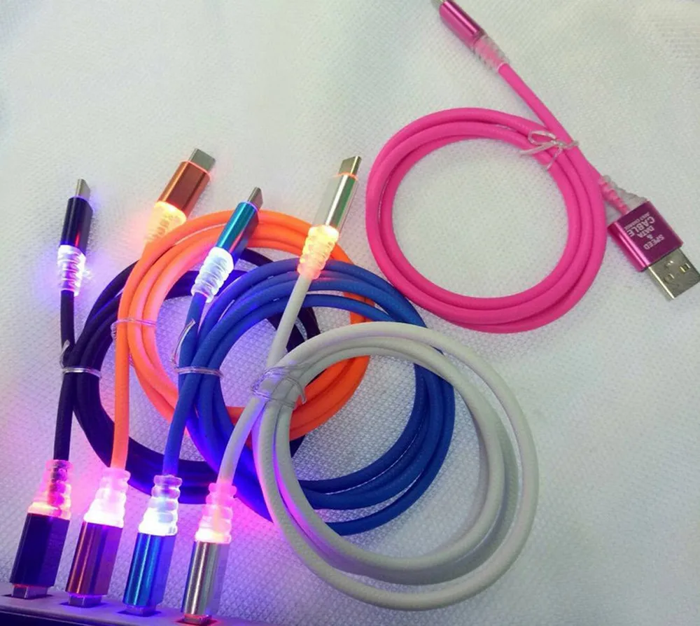 2018 newest best selling fashion Colorful Visible LED Flow Light Micro USB Charging Data Sync Cable for Android Phone
