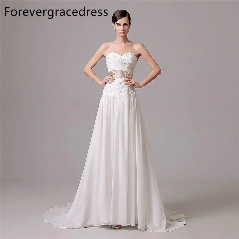 Forevergracedress Vintage Cheap font b Wedding b font Dress A Line Sweetheart Applique Chiffon Long font