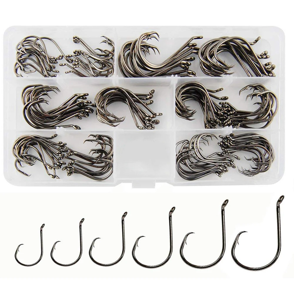 

150Pcs/Box High Carbon Steel Octopus Fishing Hooks 7384 Strong Custom Offset Sport Circle Hook Size 1#,1/0,2/0,3/0,4/0,5/0