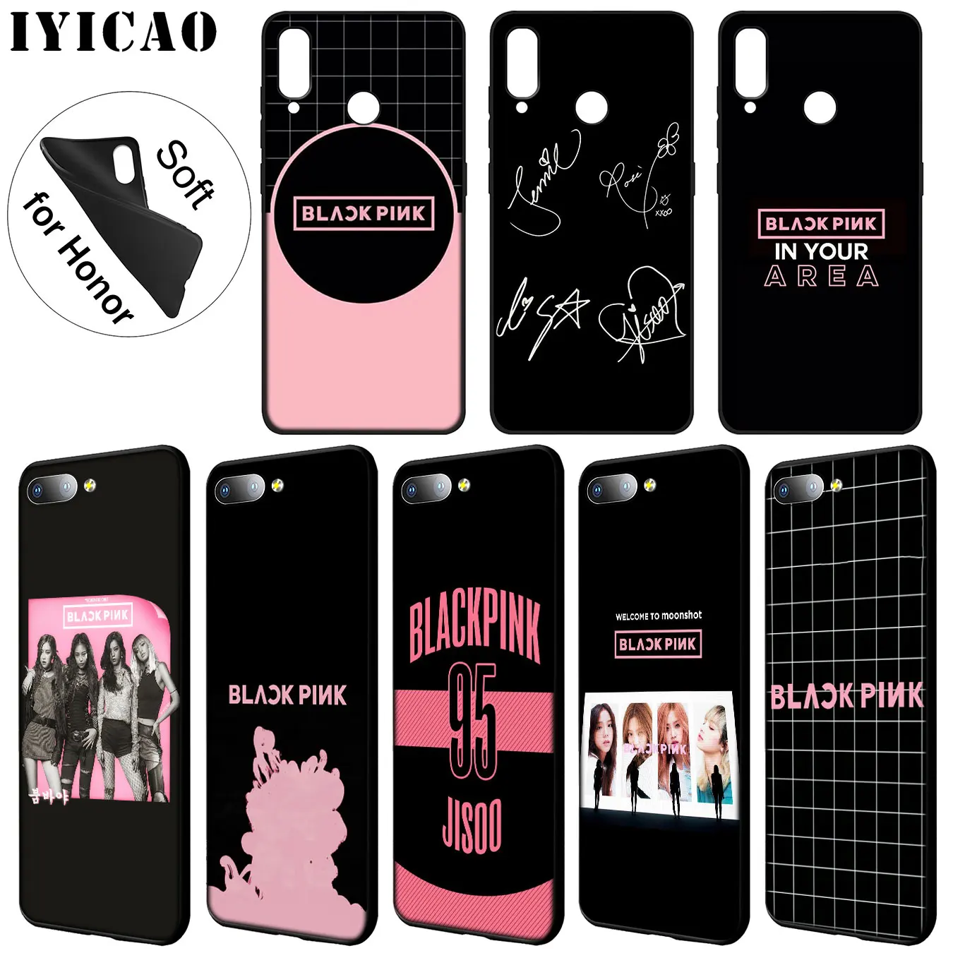 

IYICAO Blackpink Soft Silicone Phone Case for Huawei Y7 Y6 Prime Y9 2018 Y5 Black Cover Honor 8C 8X 8 9 10 Lite 7C 7X 6A 7A Pro