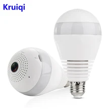 Kruiqi WiFi IP Camera 960P Home Security Camera Panoramic Bulb LED Light Fisheye With Two-way Audio Motion Detection IP Camera