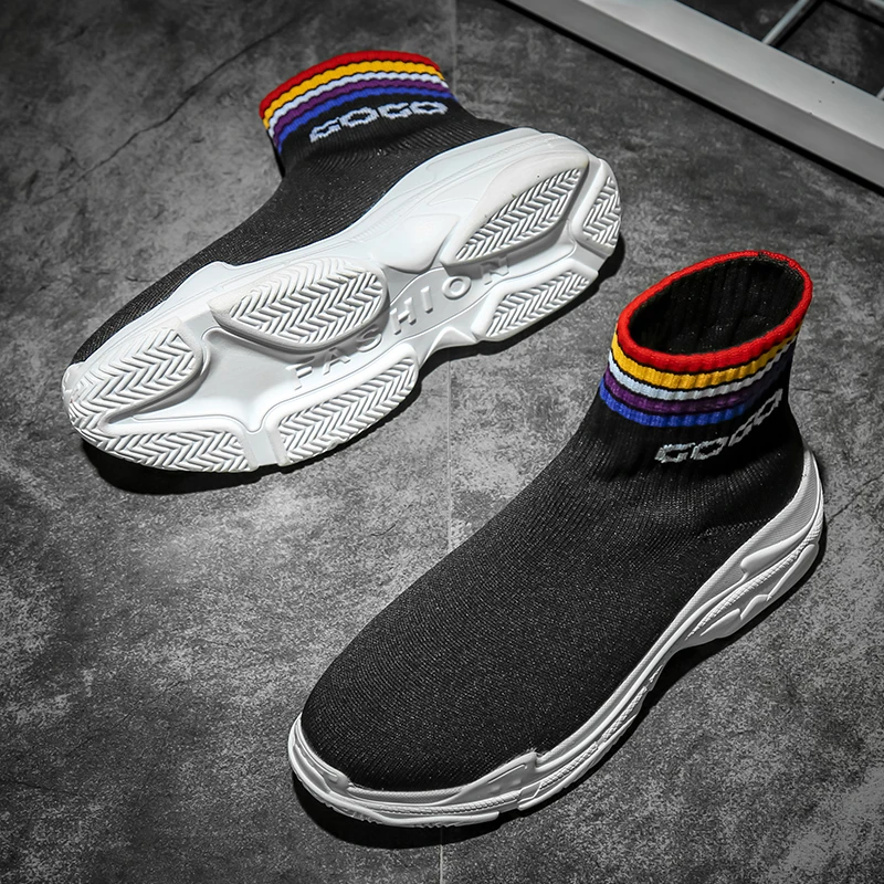 High Top Womens Designer Shoe Autumn Winter Women Running Shoes Black/Red Sock Sneaker Women Thick Soled Ladies Walking Sneakers