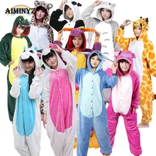 Wholesale Unisex Unicorn Pegasus Stitch Panda Dinosaur Flannel Pajamas Sets Animal Cartoon For Men Women