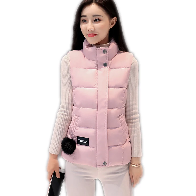 2017 New Women Short Vest Autumn Winter Female Slim Stand Collar