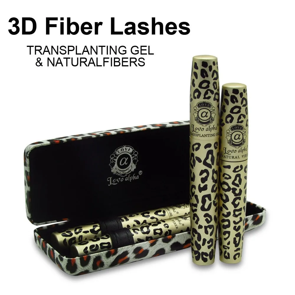 1 Набор = 2 шт дикая леопардовая 3d тушь для ресниц Rimel FIBER LASHES Makeup набор для ресниц Love Alpha водостойкая Двойная Тушь для ресниц#729