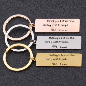 

Personalized Name Customized Key Chain Grandpa&Grandchildren Love Engraved Nothing's Better Than Fishing With Grandpa Keyring