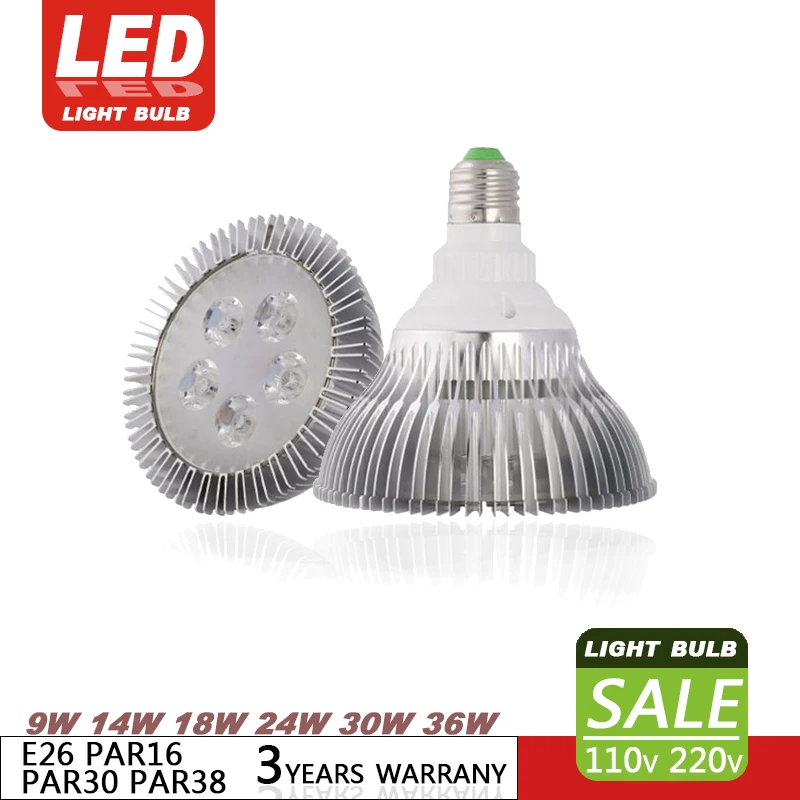 

Ultra-high brightness dimmable E27 E26 PAR16 PAR30 PAR38 9W 14W 18W 24W 30W 36w LED bulb indoor and outdoor lighting 110V 220V
