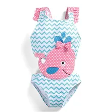 Детские купальники для маленьких девочек, Цельный купальник с вышивкой Кита, купальный костюм, детская пляжная одежда для девочек 12 мес.-6 лет, купальная одежда для малышей