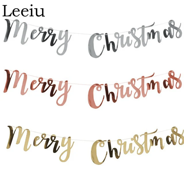 leeiu rose gold merry christmas banners xmas home decor bunting merry christmas banners