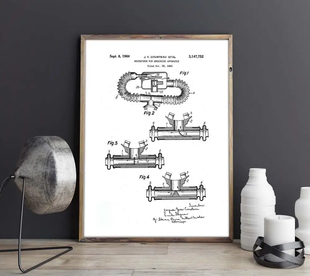 Патент для мундштук, настенное искусство, постеры для дайвинга, декор для картин, винтажный принт, blueprint, идея подарка для дайвера, настенные украшения - Цвет: CP10232