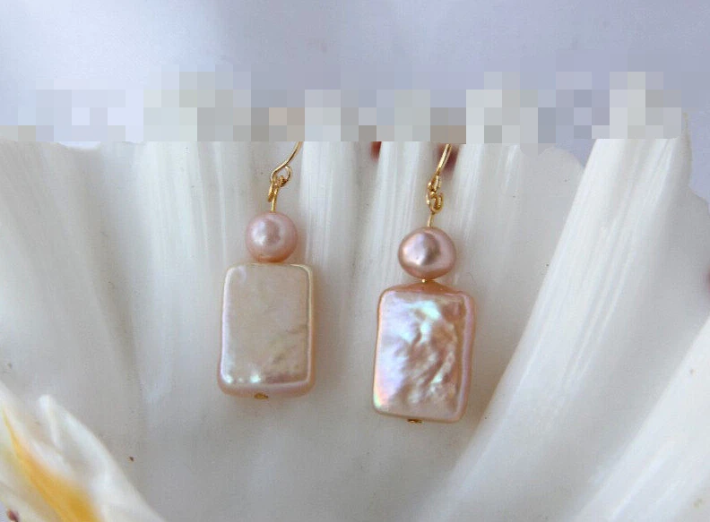 

1238 baroque pink freshwater pearl dangle earrings
